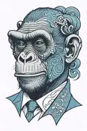 chimpanzee with a mohawk wearing a three piece suit tattoo design idea