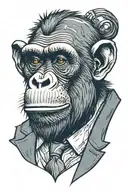 chimpanzee with a mohawk wearing a three piece suit tattoo design idea