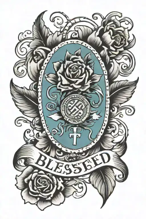 blessed written times New roman tattoo design idea