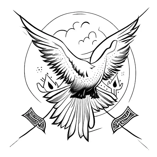 Old nordic style raven tattoo design idea