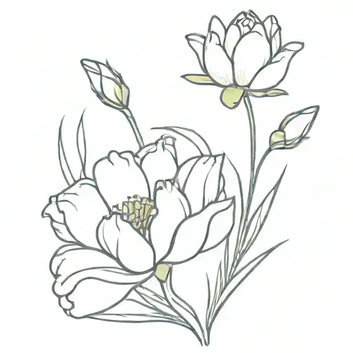 carnation, snow drop, larkspur, waterlilly  tattoo design idea