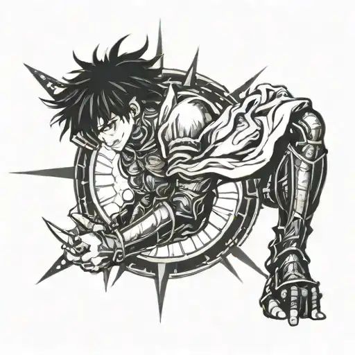 Berserk anime eclipse on elbow tattoo design idea