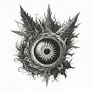 Berserk eclipse on elbow tattoo design idea