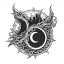 Berserk eclipse on elbow tattoo design idea