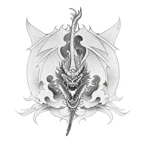 Dragon with sniper tattoo design idea