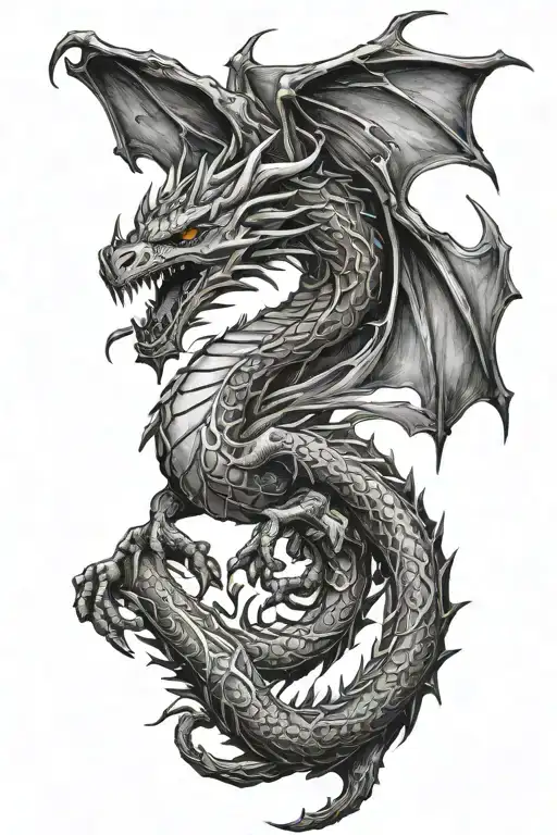 dragon from heroes of might and magic video game  tattoo design idea