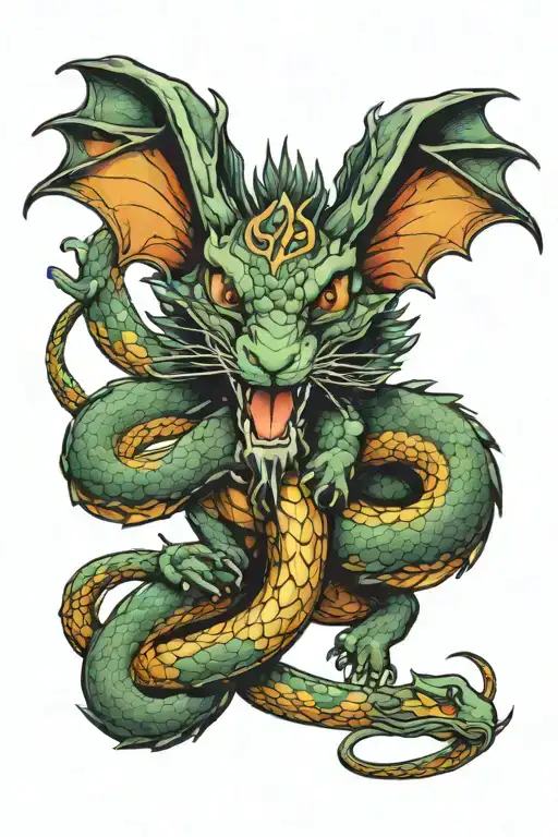 Dragon and snake embracing rabbit tattoo design idea