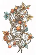 DNA and Molecular Formula of Serotonin and the letters HJA tattoo design idea