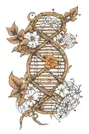 DNA and Molecular Formula of Serotonin and the letters HJA tattoo design idea