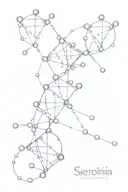 DNA and Molecular formula of Serotonin and the letters HJA tattoo design idea