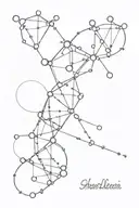 DNA and Molecular formula of Serotonin and the letters HJA tattoo design idea