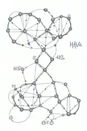 DNA and Molecular formula of Serotonin and the letters HJA tattoo design idea