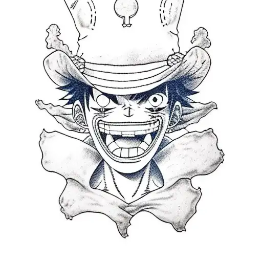 sourire de Luffy sur fond blanc  tattoo design idea