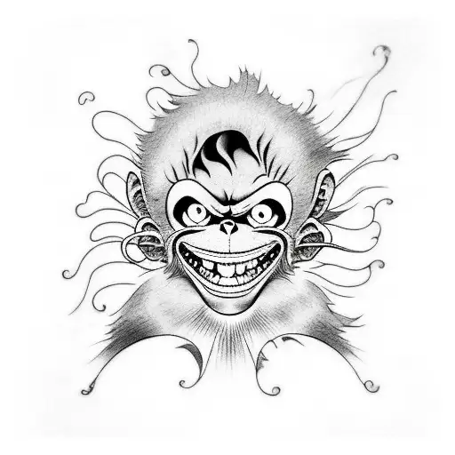 sourire et yeux de monkey D. Luffy en noir et blanc  tattoo design idea