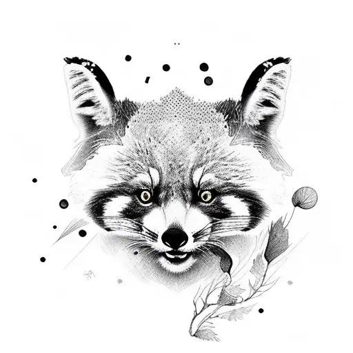 Mix between red panda, fox and stag tattoo design idea