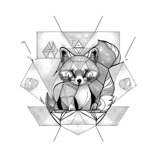 Red panda, fox and squirrel in a triangle tattoo design idea