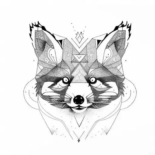 Mix between red panda, fox and stag tattoo design idea