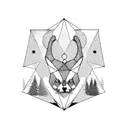 Red panda, fox and stag in a triangle tattoo design idea
