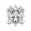Red panda, fox and stag in a triangle tattoo design idea