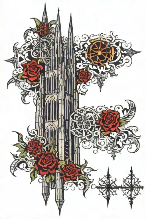 gothic cathedral tattoo design idea