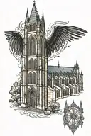 gothic cathedral tattoo design idea