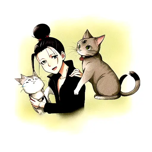 Shikamaru y gato tattoo design idea