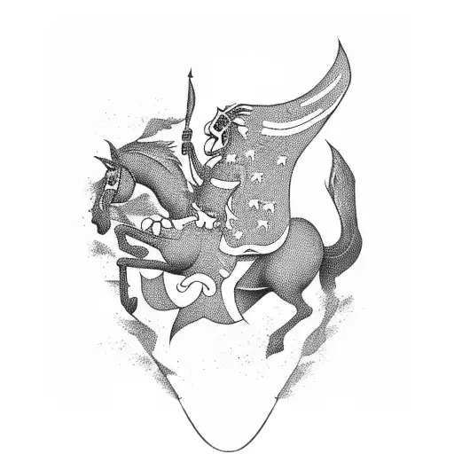 Rohan's flag with a majestic horse silhouette tattoo design idea