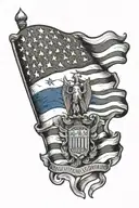 Blue thin line American Flag primarily black with Dominican Republic Flag all combined  tattoo design idea