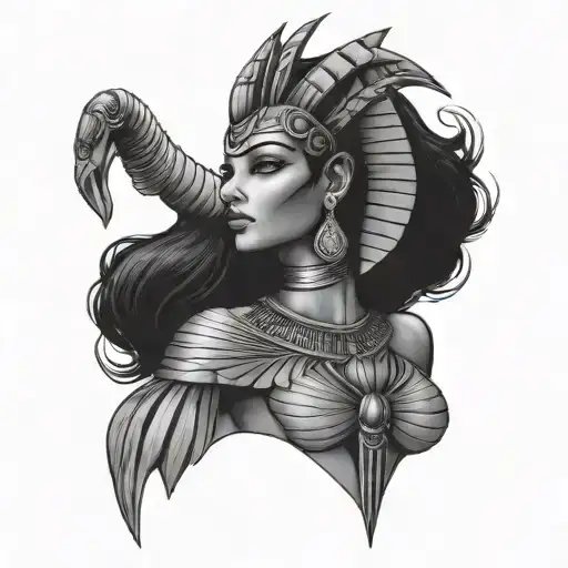 nyphomania egyptian goddess tattoo design idea