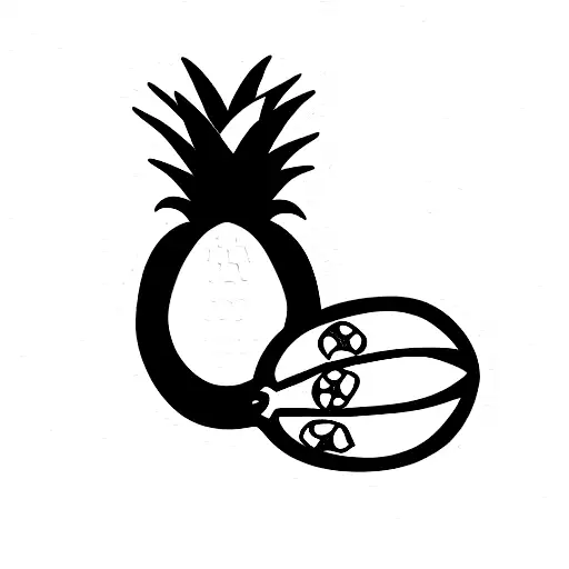 an avocado wearing a pineapple t-shirt tattoo design idea