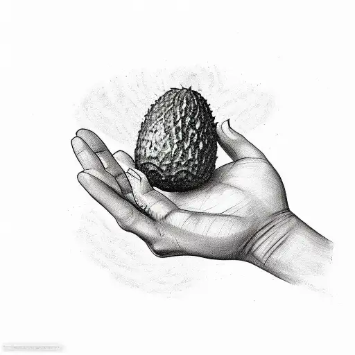 avocado holding hand with pineapple tattoo design idea