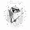 sparrow with lightening bolt tattoo design idea