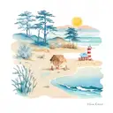 east coast beach scene mixed with appalachian mountain scene tattoo design idea