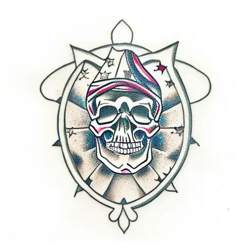skull inside 8 point star tattoo design idea