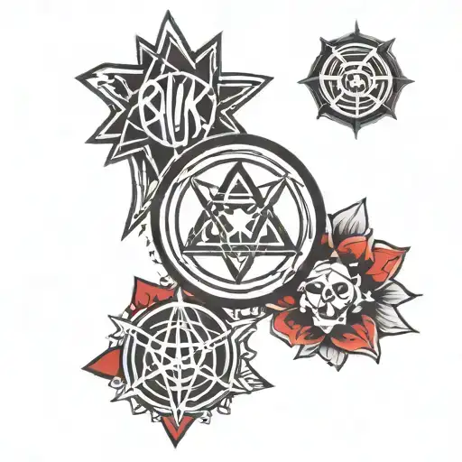 blink 182 logo, fall out boy logo incorporated, twenty one pilots logo tattoo design idea