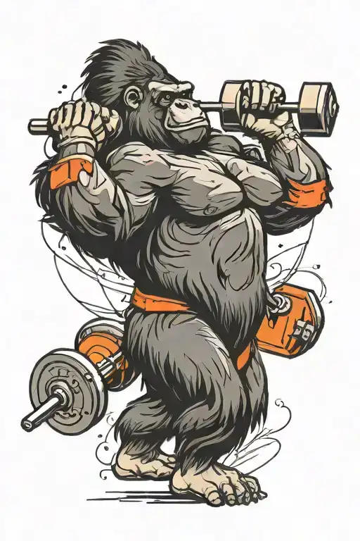 gorilla lifting weights tattoo design idea