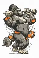 gorilla lifting weights tattoo design idea