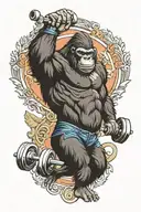 gorilla lifting weights tattoo design idea