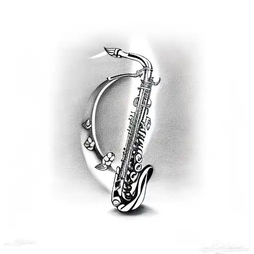 saxophone with dove tattoo design idea