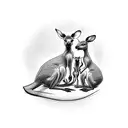 kangaroo with two babies inside its bag tattoo design idea