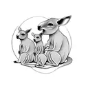 kangaroo with two babies inside its bag tattoo design idea