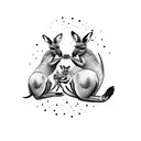 kangaroo with two babies inside its bag tattoo design idea