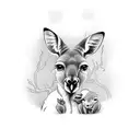 kangaroo with two babies inside its bag tattoo design idea