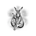 kangaroo with two babies inside its belly tattoo design idea