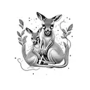 kangaroo with two babies inside its belly tattoo design idea