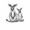 kangaroo with two babies inside its belly tattoo design idea