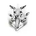 kangaroo with two babies inside its bag tattoo design idea