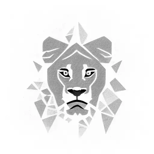 roaring lion split in two with lighting like edges. in the split section a silhouette of a mother holding a baby tattoo design idea