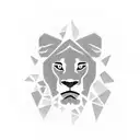 roaring lion split in two with lighting like edges. in the split section a silhouette of a mother holding a baby tattoo design idea