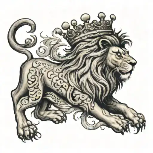 czech lion and crown tattoo design idea